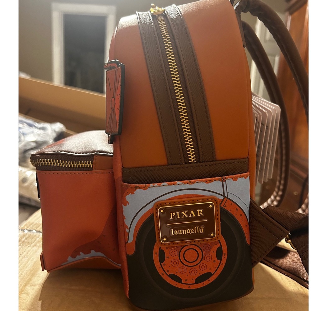 Disney Pixar Loungefly Cars Tow Mater Light Up Mini Backpack Brown Orange NEW - Picture 3 of 8